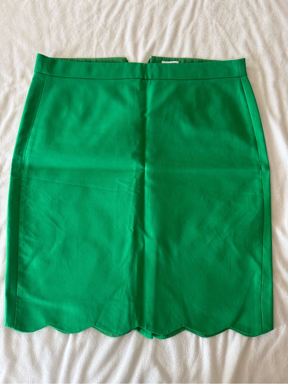 J. Crew Bright Kelly Green Scallop-Hem Pencil Skirt